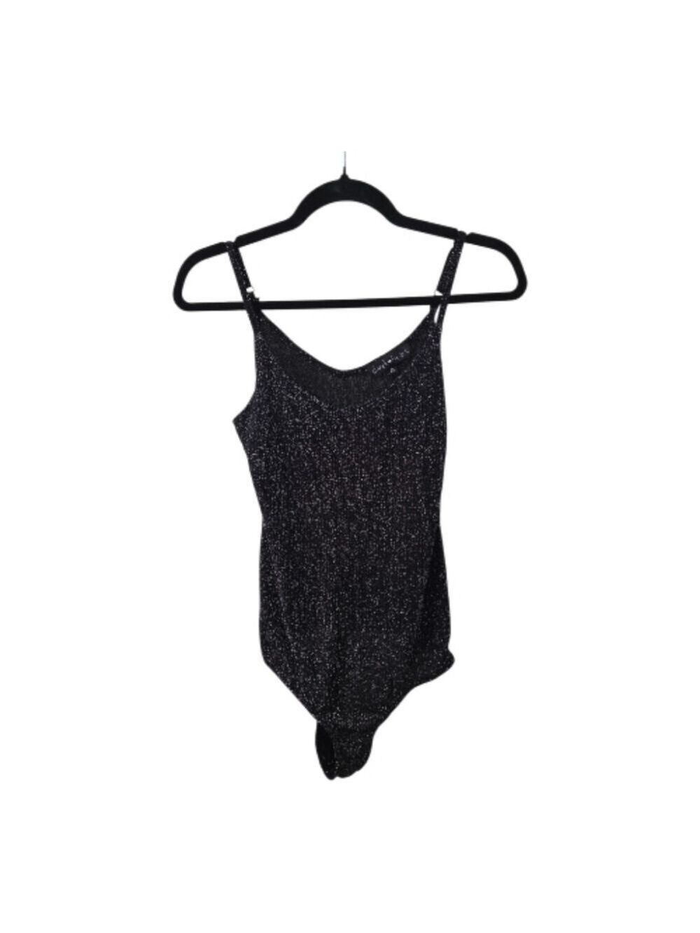 Derek Heart Black Sparkly Bodysuit Small